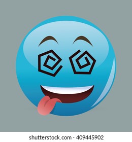 Flat illustration of cartoon face design 