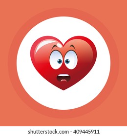 Flat illustration of cartoon face design, heart shape and love c