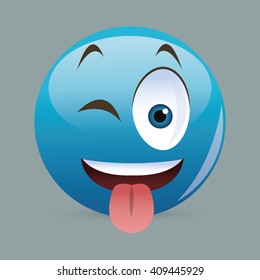 Flat illustration of cartoon face design 