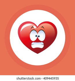 Flat illustration of cartoon face design, heart shape and love c