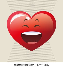 Flat illustration of cartoon face design, heart shape and love c