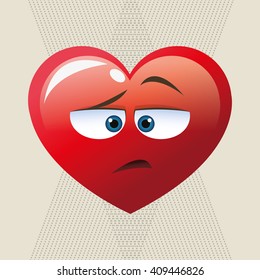 Flat illustration of cartoon face design, heart shape and love c