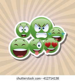 Flat illustration of cartoon face design 