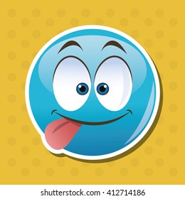 Flat illustration of cartoon face design 