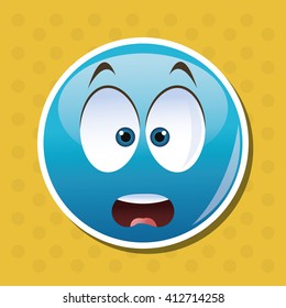 Flat illustration of cartoon face design 