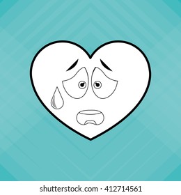 Flat illustration of cartoon face design, heart shape and love