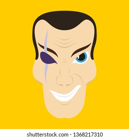 Flat illustration of cartoon superhero character design with big smile