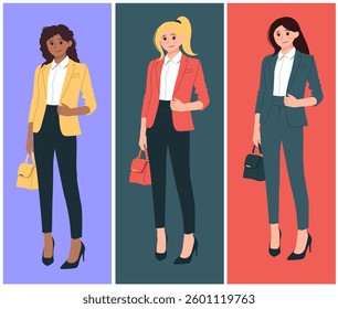 flat illustration cartoon vector design of Stylish Office Lady girl power. good for online store, web, etc