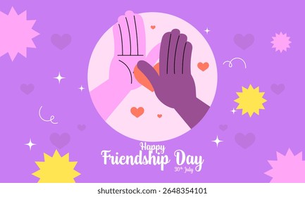 Flat Illustration Celebrating Friendship Day Celebration with Diverse Hands, Friendship, and Bracelets. Perfect for Greeting Cards, Social Media Posts, Posters, Banners, and More.