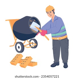 A flat illustration of cement work 