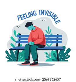 A flat illustration of a character feeling invisible 