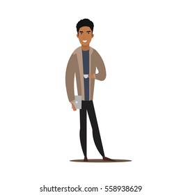 Flat illustration character holding a coffee