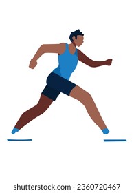 Ilustración plana, vectores de caracteres, concepto de deporte y fitness, hombre aislado en carreras de ropa deportiva
