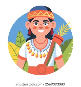 A flat illustration of a character wearing mexican attire 