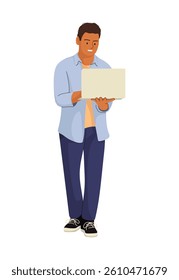 Flat illustration characters with mobile phone isolated on white background. People holding smart phones. Men, women using call devices, reading, surfing online, cellphone in hands.