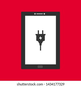 Flat illustration, charge symbol, supply power, Power plug vector icon for web