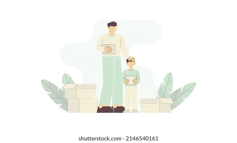 Flat illustration of charity donation.  Suitable for landing page, website, web design, UI design, etc.