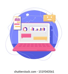 Flat Illustration of Chatbot Analytics with Laptop and Mobile Smart Phone