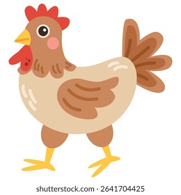 Flat illustration of a chicken animal