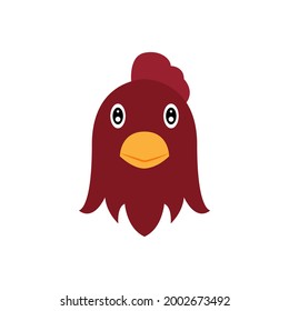 flat illustration of a chicken head and can be used as a logo design