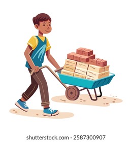 A flat illustration of child labour 
