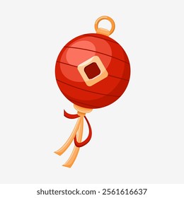 Flat illustration chinese new year lantern with beautifull red color