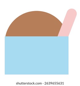 Flat illustration of chocolate ice cream in cup