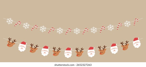 Ilustração plana da decoração da grinalda de Natal