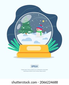 Flat Illustration Christmas Glass ball with snowman Can be used for print, web, app, infographic