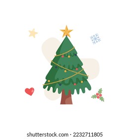 Flache Illustration von Pinienbäumen zu Weihnachten. Winter Illustration Vectordesign.
