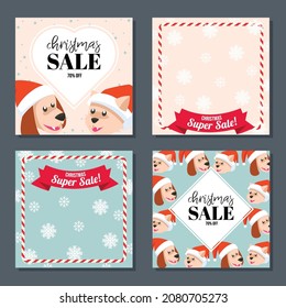 Flat illustration for christmas social media posts collection set in isolated vector 