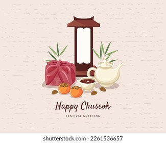 Flat illustration of Chuseok (Hangawi) altar design template