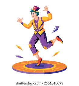 A flat illustration of a circus avatar 

