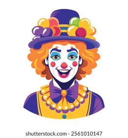 A flat illustration of a circus joker character 

