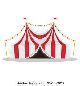 Flat illustration of a circus tent. Isolated illustration.