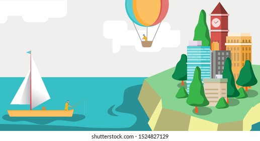 Flat illustration of city background for festival