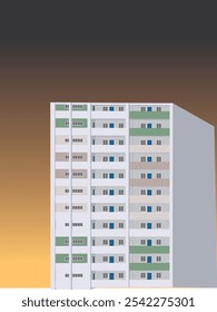
Flat illustration, city background. Residential building facade. vertical direction. Flat illustration, city background. Vector set of c vector set for cover, print, banner