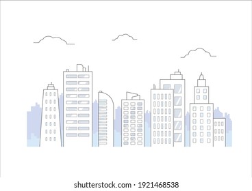 flat illustration of city building vector, urban skyscraper design concept