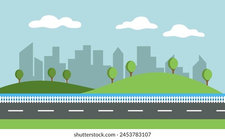 flat illustration of city landscape