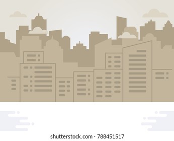 Flat illustration of city landscape. Vector flat illustration of city landscape. Sillhouette of city skyline