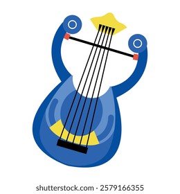 A flat illustration of classical lyre instrument