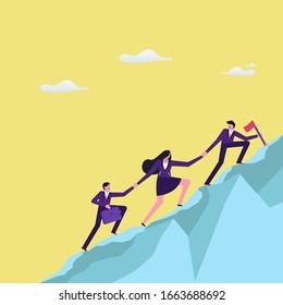 Flat illustration of climbing company goal