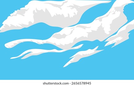 Flache Illustration des wolkenblauen Himmels bei Tag