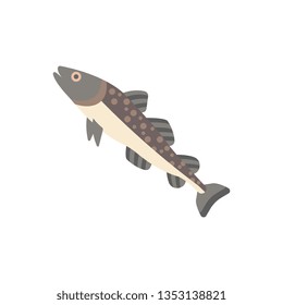Flat illustration of a cod fish for food market and restaurant.