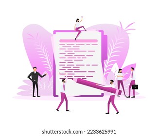 Flat illustration with coding people. Vector flat illustration.