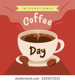 Flat illustration of coffee mug for international coffee day