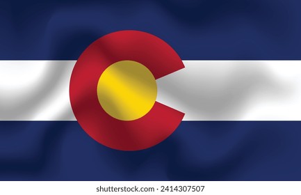 Flat Illustration of Colorado state flag. Colorado flag design. Colorado wave flag.
