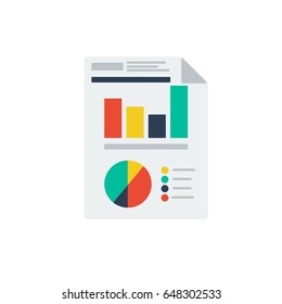 Flat illustration of a colorful graphs and pie chart 