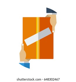 Flat illustration of a colorful hand delivery