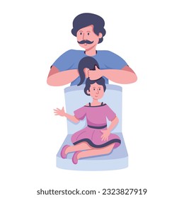 Flat illustration of combing hair 